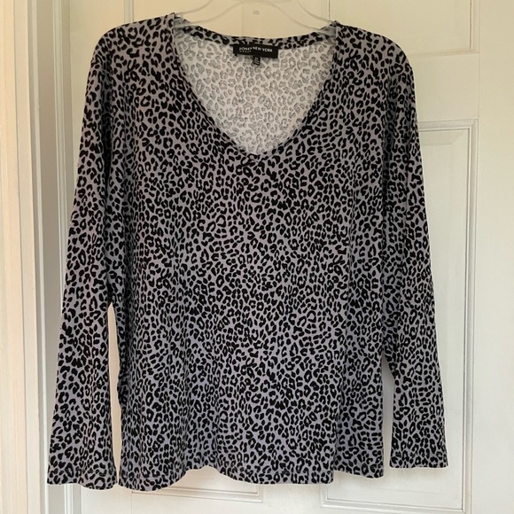2X grey and black big cat print top - Picture 1 of 6